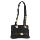 VERSACE Shoulder Bag Nylon Black Gold Auth 185860-1