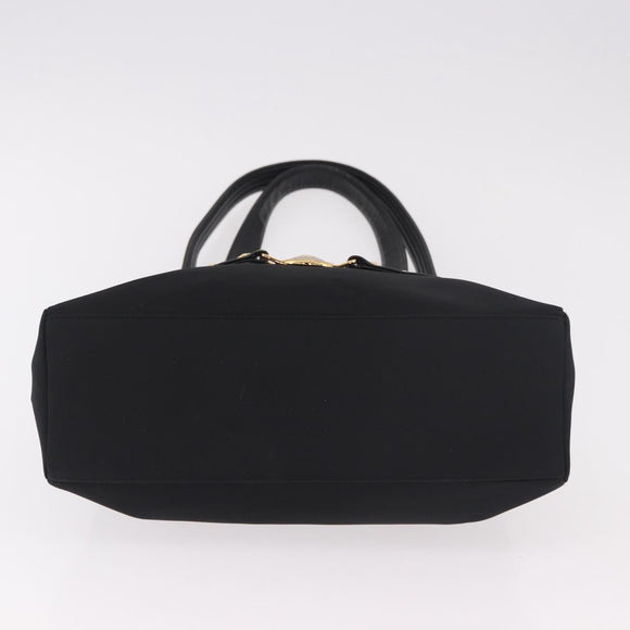 VERSACE Shoulder Bag Nylon Black Gold Auth 185860