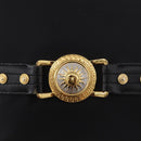 VERSACE Shoulder Bag Nylon Black Gold Auth 185860-18