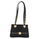 VERSACE Shoulder Bag Nylon Black Gold Auth 185860-13
