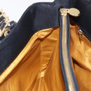 VERSACE Shoulder Bag Nylon Black Gold Auth 185860-23