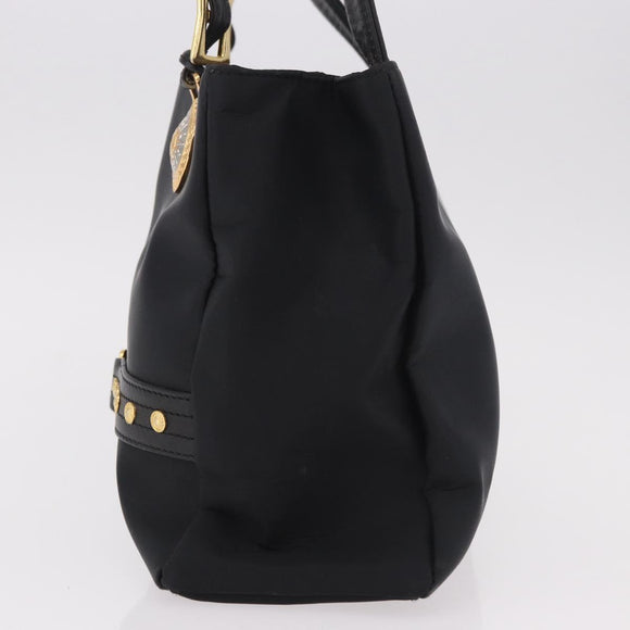 VERSACE Shoulder Bag Nylon Black Gold Auth 185860