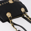 VERSACE Shoulder Bag Nylon Black Gold Auth 185860-7