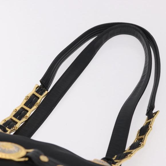 VERSACE Shoulder Bag Nylon Black Gold Auth 185860