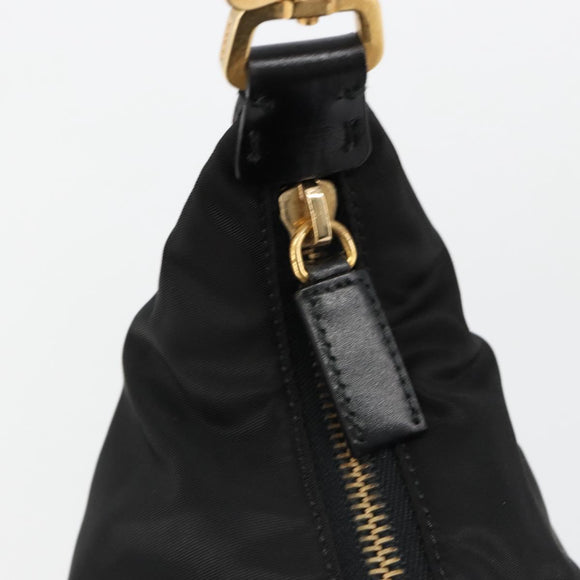 PRADA Shoulder Bag Nylon Black Gold Auth 185861V