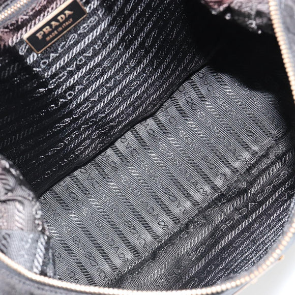 PRADA Shoulder Bag Nylon Black Gold Auth 185861V