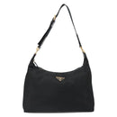 PRADA Shoulder Bag Nylon Black Gold Auth 185861V-2