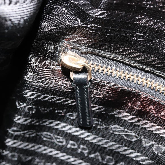 PRADA Shoulder Bag Nylon Black Gold Auth 185861V
