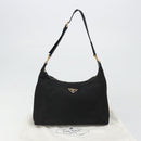 PRADA Shoulder Bag Nylon Black Gold Auth 185861V-25