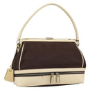 PRADA Hand Bag Canvas Brown Auth 185862-1