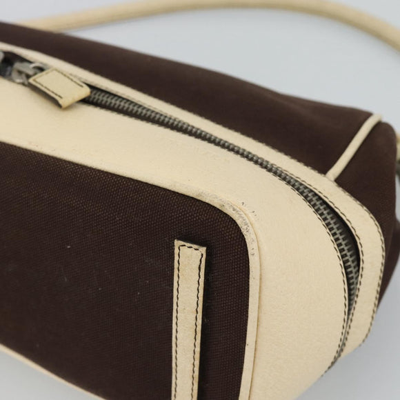 PRADA Hand Bag Canvas Brown Auth 185862