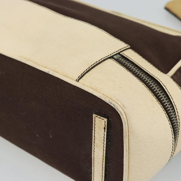 PRADA Hand Bag Canvas Brown Auth 185862