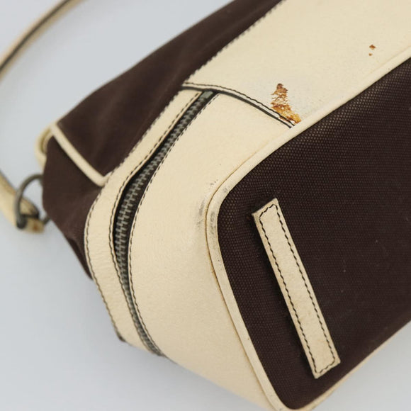 PRADA Hand Bag Canvas Brown Auth 185862