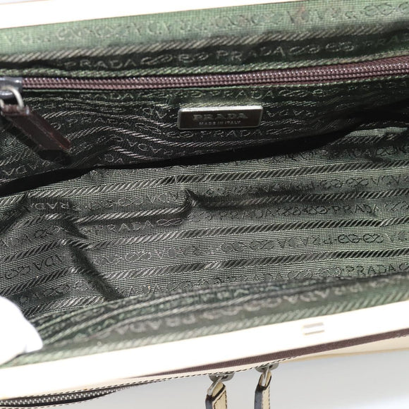 PRADA Hand Bag Canvas Brown Auth 185862