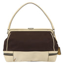 PRADA Hand Bag Canvas Brown Auth 185862-2