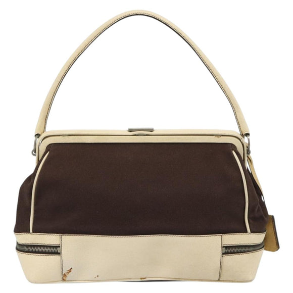 PRADA Hand Bag Canvas Brown Auth 185862
