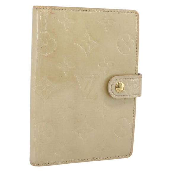 LOUIS VUITTON Monogram Vernis Agenda PM Planner Cover Beige R21001 Auth 185865