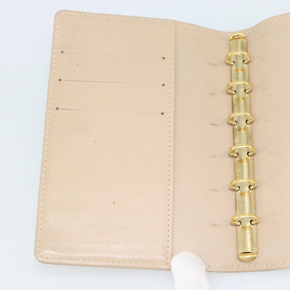 LOUIS VUITTON Monogram Vernis Agenda PM Planner Cover Beige R21001 Auth 185865