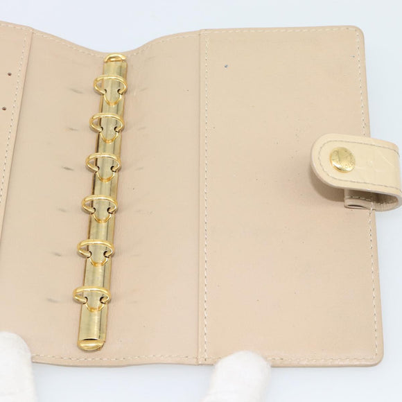 LOUIS VUITTON Monogram Vernis Agenda PM Planner Cover Beige R21001 Auth 185865