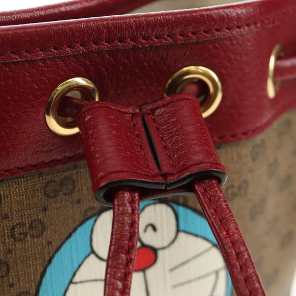 GUCCI GUCCI × Doraemon Micro GG Supreme Bag PVC Beige Gold 647801 Auth 185900M