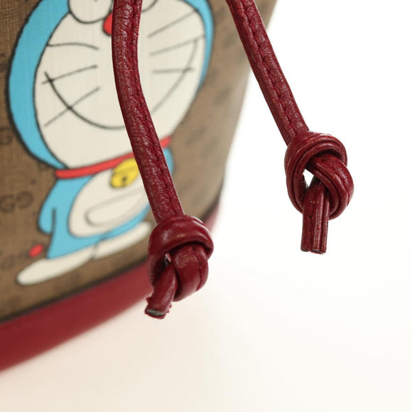 GUCCI GUCCI × Doraemon Micro GG Supreme Bag PVC Beige Gold 647801 Auth 185900M