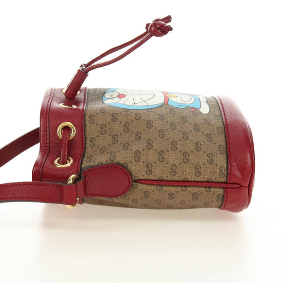 GUCCI GUCCI × Doraemon Micro GG Supreme Bag PVC Beige Gold 647801 Auth 185900M