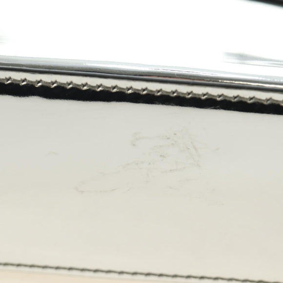 PRADA Hand Bag Patent Leather 2way Silver Auth 185901M
