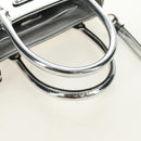PRADA Hand Bag Patent Leather 2way Silver Auth 185901M-8