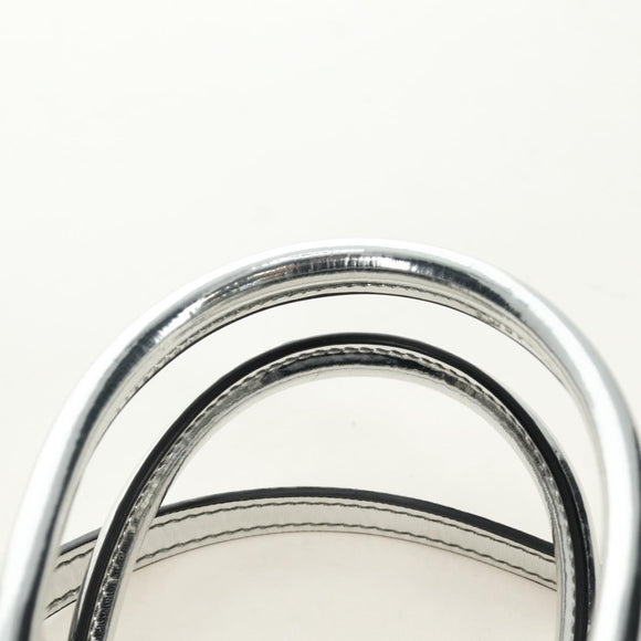PRADA Hand Bag Patent Leather 2way Silver Auth 185901M