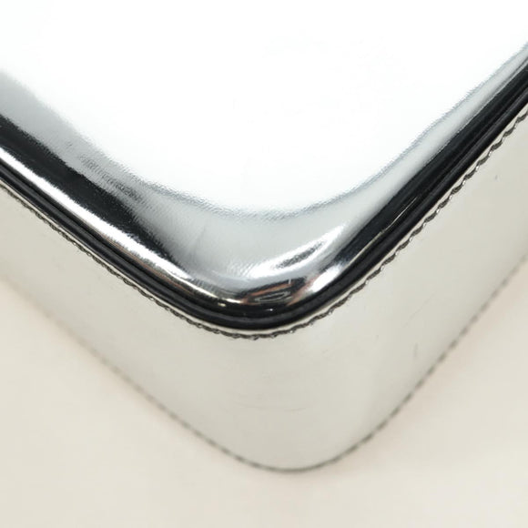 PRADA Hand Bag Patent Leather 2way Silver Auth 185901M