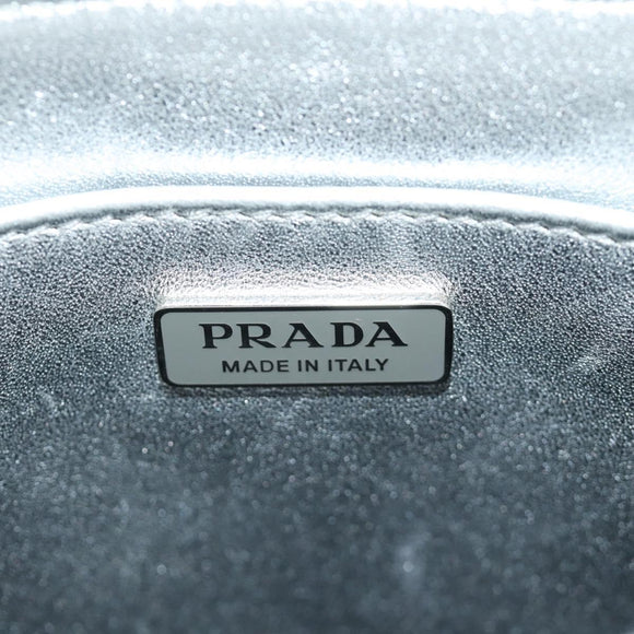 PRADA Hand Bag Patent Leather 2way Silver Auth 185901M