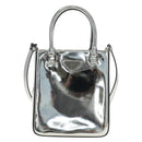 PRADA Hand Bag Patent Leather 2way Silver Auth 185901M-13