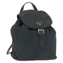 PRADA Chain Shoulder Backpack Nylon Green Silver Auth 185902A-1
