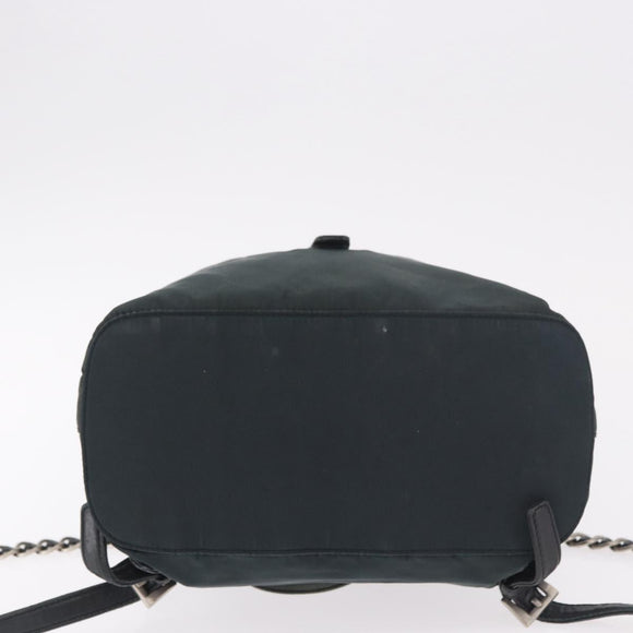 PRADA Chain Shoulder Backpack Nylon Green Silver Auth 185902A