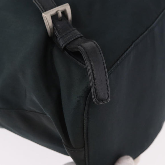 PRADA Chain Shoulder Backpack Nylon Green Silver Auth 185902A