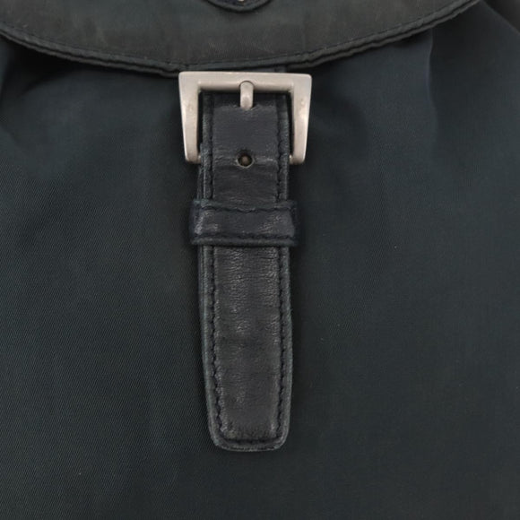 PRADA Chain Shoulder Backpack Nylon Green Silver Auth 185902A