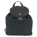 PRADA Chain Shoulder Backpack Nylon Green Silver Auth 185902A-2
