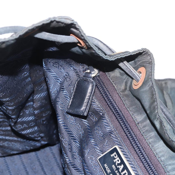 PRADA Chain Shoulder Backpack Nylon Green Silver Auth 185902A