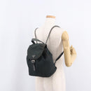 PRADA Chain Shoulder Backpack Nylon Green Silver Auth 185902A-27