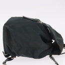 PRADA Chain Shoulder Backpack Nylon Green Silver Auth 185902A-4