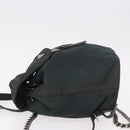 PRADA Chain Shoulder Backpack Nylon Green Silver Auth 185902A-5