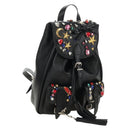 SAINT LAURENT Backpack Leather Black Silver Auth 185905SM-1