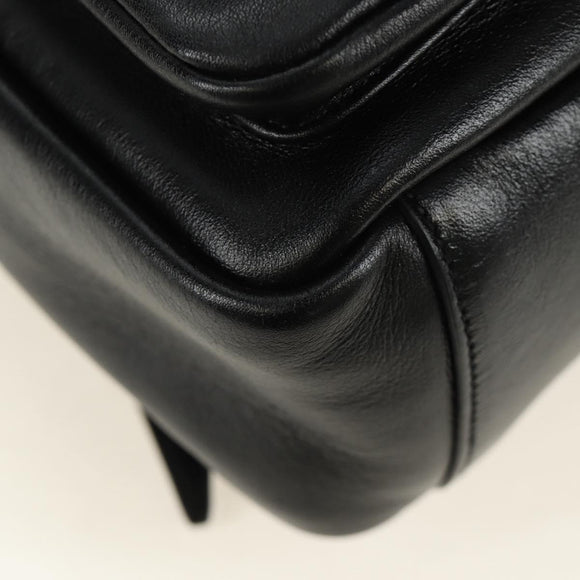 SAINT LAURENT Backpack Leather Black Silver Auth 185905SM