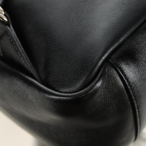 SAINT LAURENT Backpack Leather Black Silver Auth 185905SM