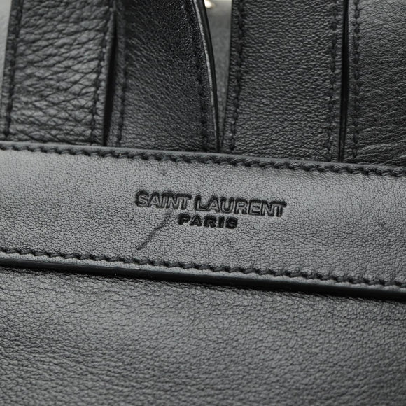 SAINT LAURENT Backpack Leather Black Silver Auth 185905SM