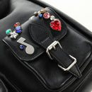 SAINT LAURENT Backpack Leather Black Silver Auth 185905SM-21