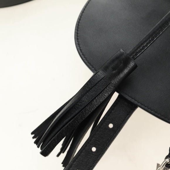SAINT LAURENT Backpack Leather Black Silver Auth 185905SM