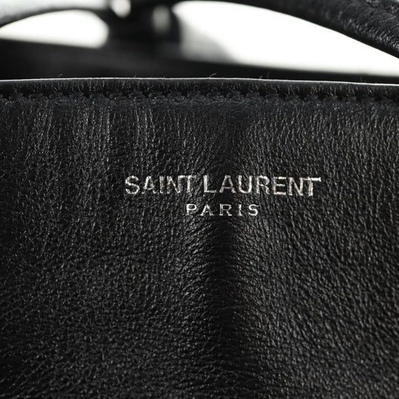 SAINT LAURENT Backpack Leather Black Silver Auth 185905SM