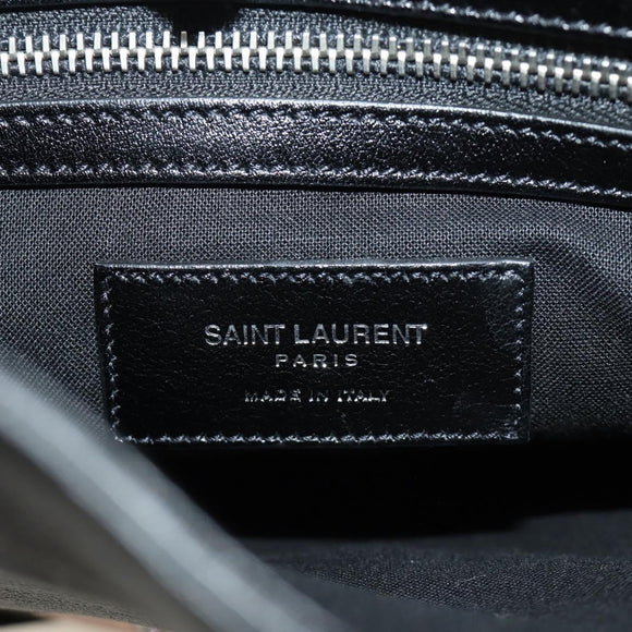 SAINT LAURENT Backpack Leather Black Silver Auth 185905SM