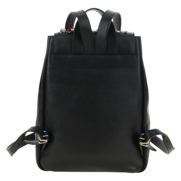 SAINT LAURENT Backpack Leather Black Silver Auth 185905SM